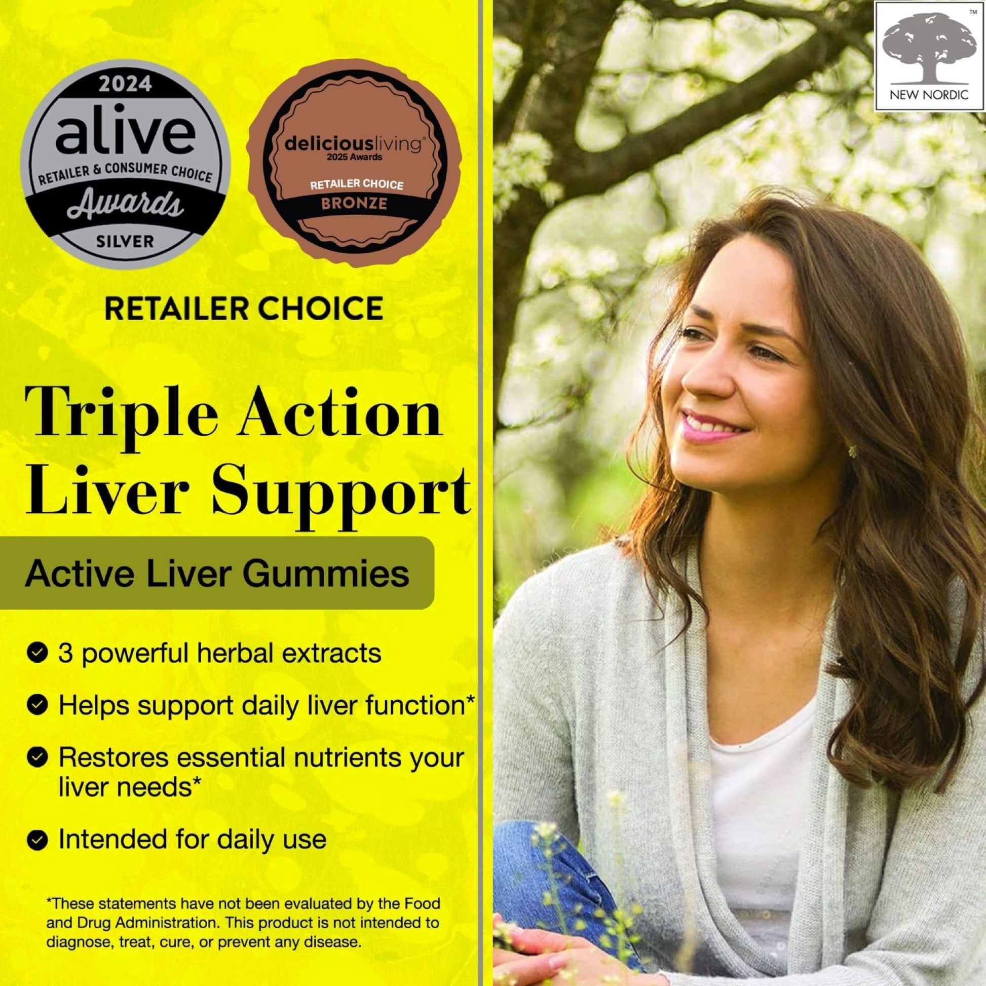 NEW NORDIC Active Liver Gummies, Milk Thistle, Artichoke & Turmeric Supplement, Natural Peach Mango Flavor, Sugar Free & Vegan, 60 Count (Pack of 1) - dailyvitalstore