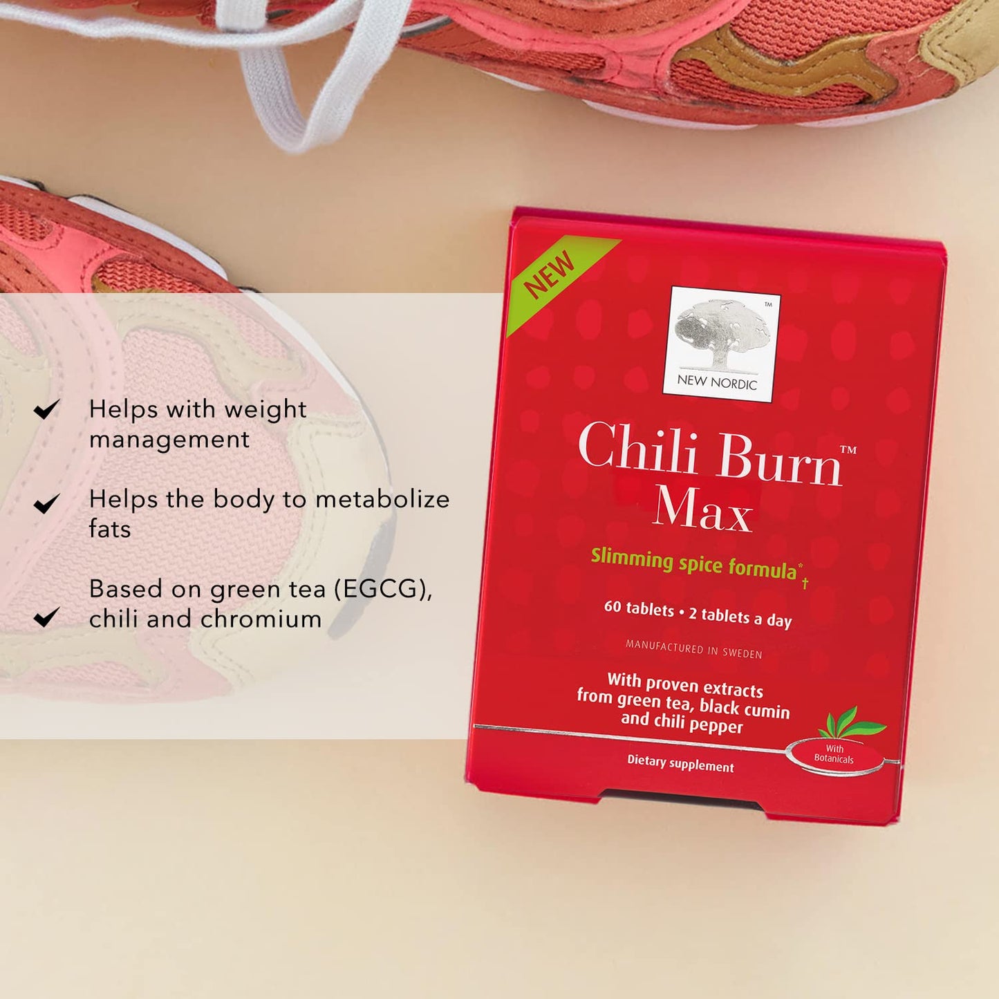 New Nordic Chili Burn Max, Natural Slimming & Weight Loss Formula Supplement, 60 Count (Pack of 1) - dailyvitalstore