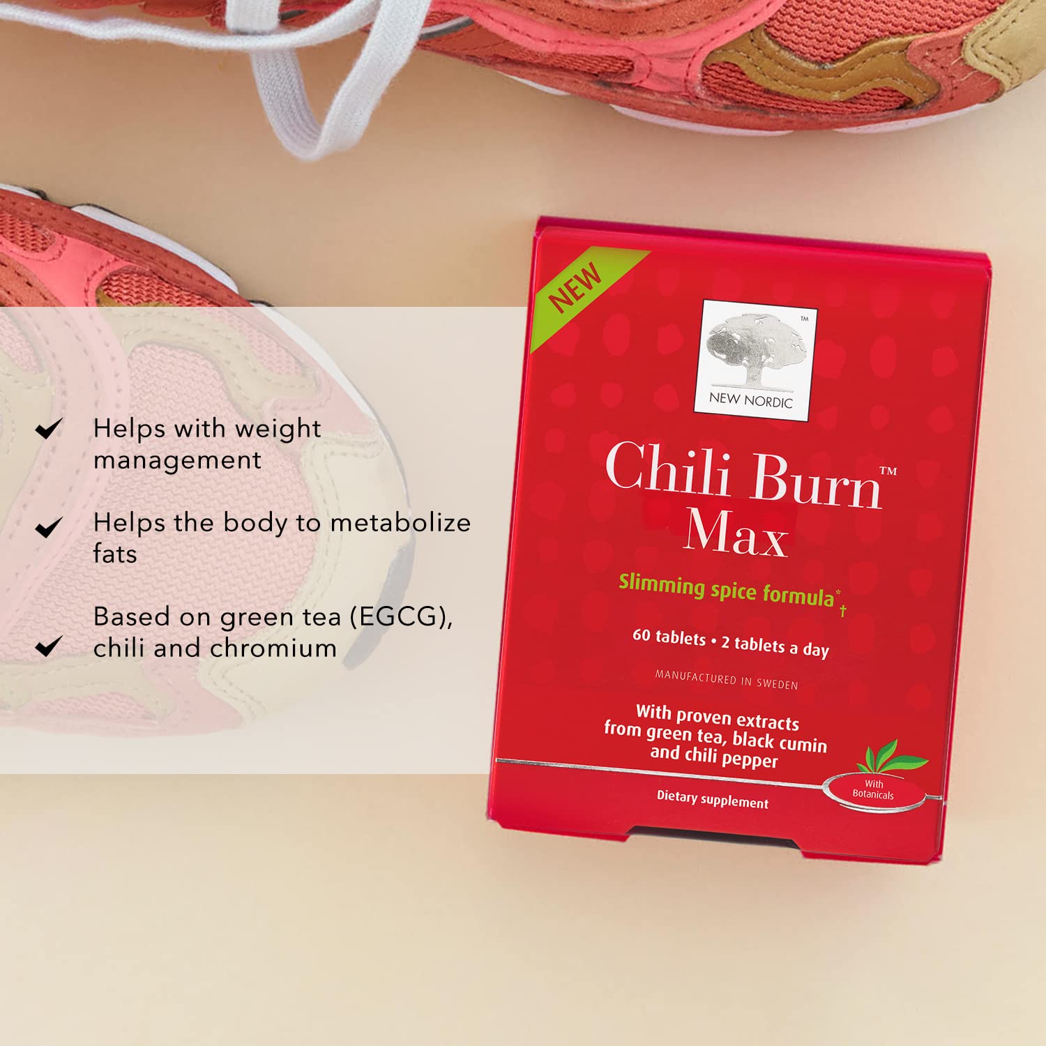 New Nordic Chili Burn Max, Natural Slimming & Weight Loss Formula Supplement, 60 Count (Pack of 1) - dailyvitalstore