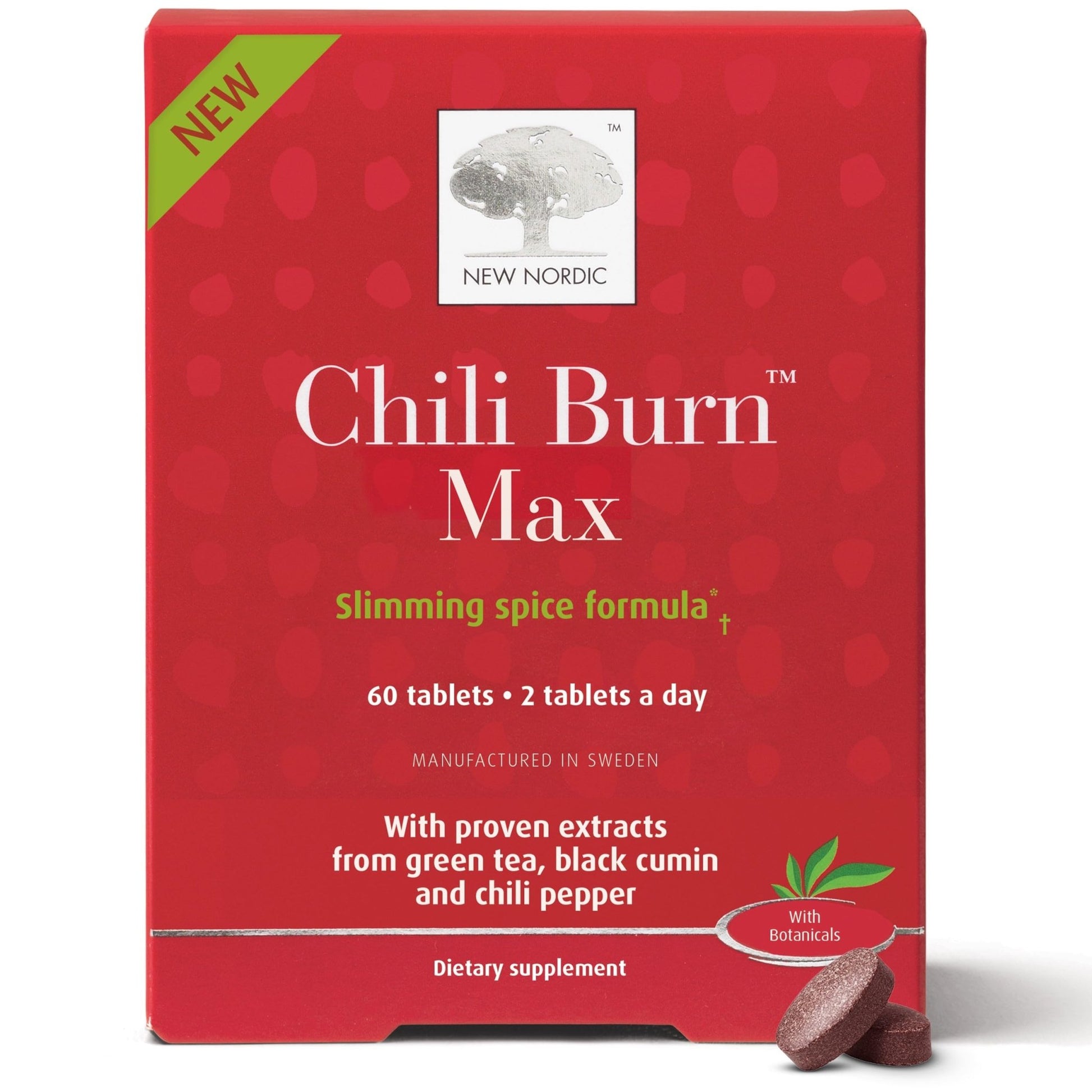 New Nordic Chili Burn Max, Natural Slimming & Weight Loss Formula Supplement, 60 Count (Pack of 1) - dailyvitalstore