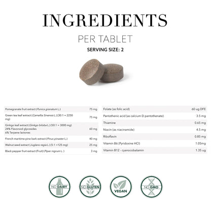 New Nordic Clear Brain Tablets, Supports Normal Cognitive Health and Memory, with Green Tea and Walnut, Swedish Made, 60 Count (Pack of 1) - dailyvitalstore