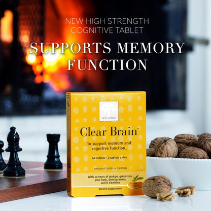 New Nordic Clear Brain Tablets, Supports Normal Cognitive Health and Memory, with Green Tea and Walnut, Swedish Made, 60 Count (Pack of 1) - dailyvitalstore