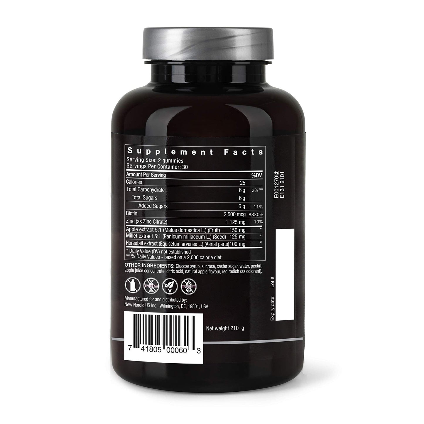 NEW NORDIC Hair Volume Gummies, 2500 mcg Biotin, Daily Hair Vitamins Supplement to Support Hair Skin & Nails, Vegan, 60 Count (Pack of 3) - dailyvitalstore