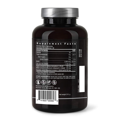 NEW NORDIC Hair Volume Gummies, 2500 mcg Biotin, Daily Hair Vitamins Supplement to Support Hair Skin & Nails, Vegan, 60 Count (Pack of 3) - dailyvitalstore