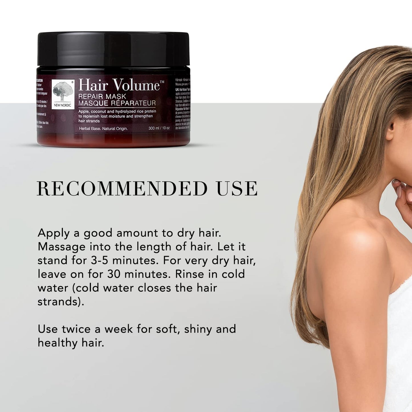 NEW NORDIC Hair Volume Repair Mask for Dry Damaged Hair & Natural Growth, Rebuild Moisture Balance, Volumize & Strengthen, 10 oz - dailyvitalstore