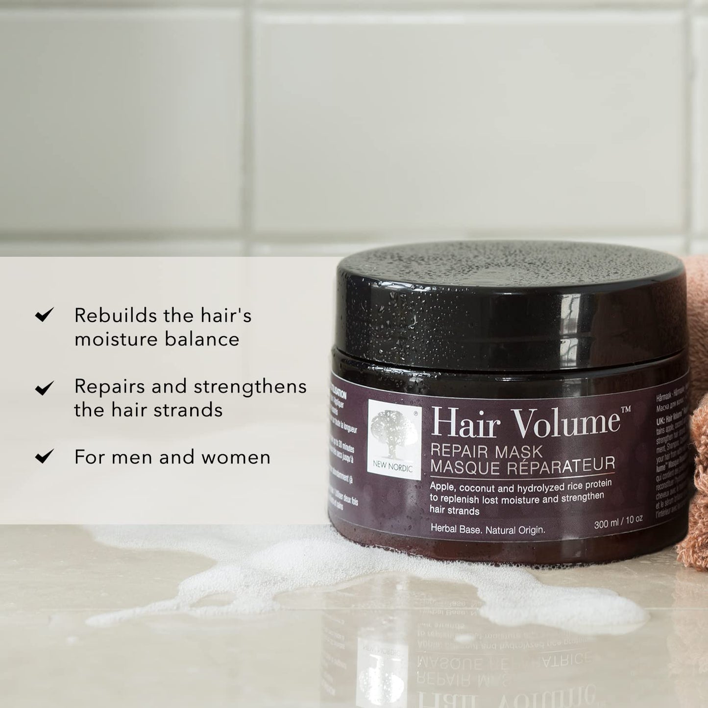 NEW NORDIC Hair Volume Repair Mask for Dry Damaged Hair & Natural Growth, Rebuild Moisture Balance, Volumize & Strengthen, 10 oz - dailyvitalstore