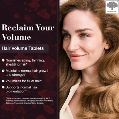 NEW NORDIC Hair Volume Tablets, 3000 mcg Biotin & Biopectin Apple Extract, Hair Vitamins to Support Natural Hair Growth, 90 Count (Pack of 1) - dailyvitalstore
