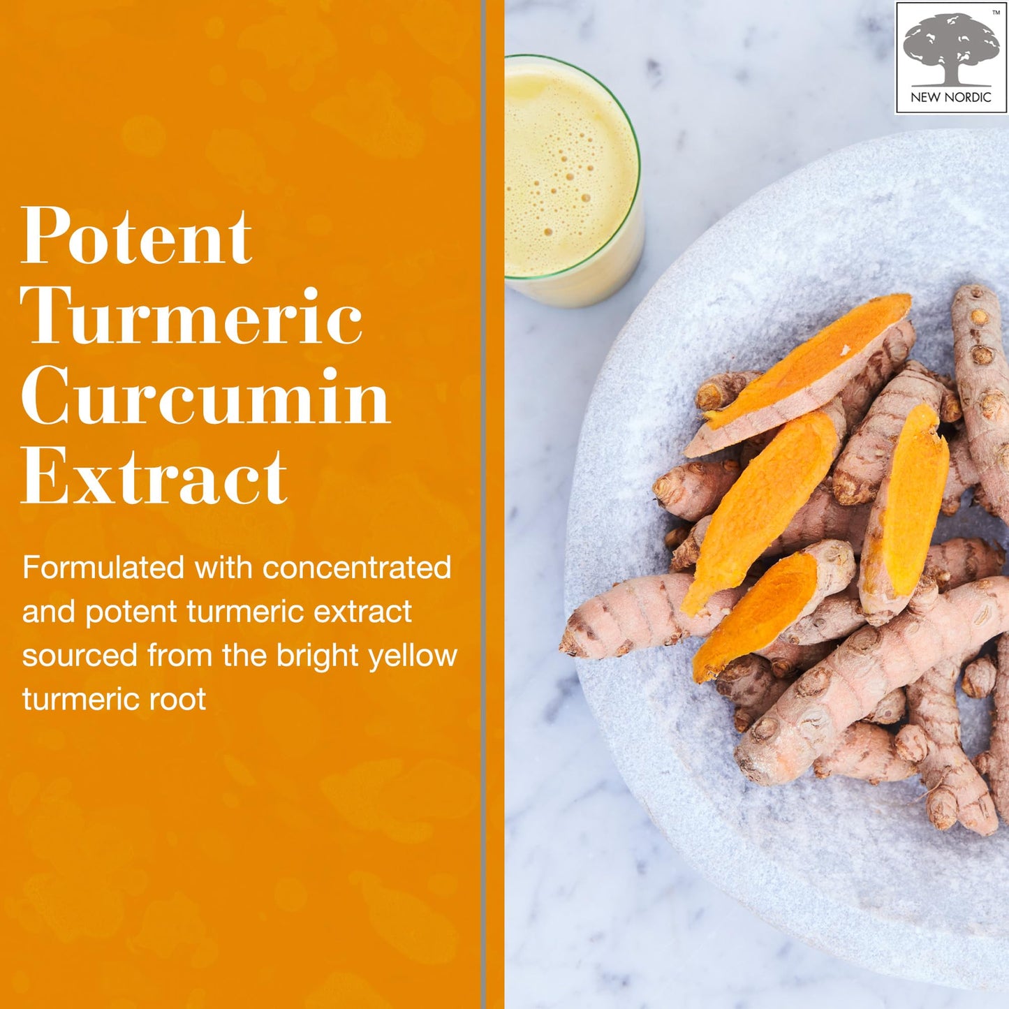 NEW NORDIC Turmeric Curcumin Gummies, Sugar Free, 300 mg Turmeric Supplement for Men and Women, Supports Normally Functioning Joints, Knees, Shoulders, Mango Orange, 60 Count - dailyvitalstore