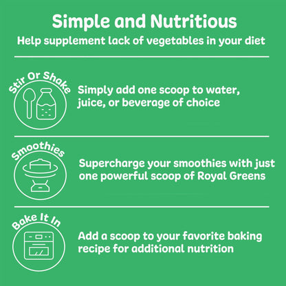 New Vitality Royal Greens Superfood Powder | Healthy Veggie Powder with Probiotics, Enzymes, Antioxidants, Wheat Grass & Greens 10.75oz (30 Day Supply) - dailyvitalstore