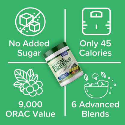New Vitality Royal Greens Superfood Powder | Healthy Veggie Powder with Probiotics, Enzymes, Antioxidants, Wheat Grass & Greens 10.75oz (30 Day Supply) - dailyvitalstore