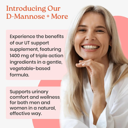 NewLife Naturals D-Mannose Capsules | w/Cranberry and Hibiscus Extracts | Natural Urinary Tract Health Supplement | 1400mg Pure Veggie Powder | 60 Veggie Capsules - dailyvitalstore