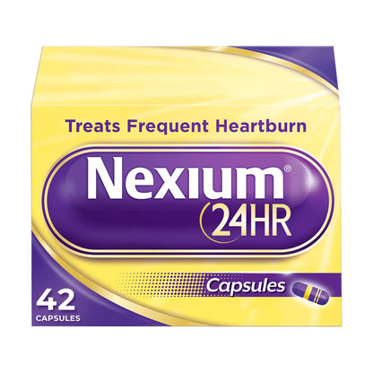 Nexium 24HR Acid Reducer Heartburn Relief Capsules for All-Day and All-Night Protection from Frequent Heartburn, Heartburn Medicine with Esomeprazole Magnesium - 42 Count - dailyvitalstore