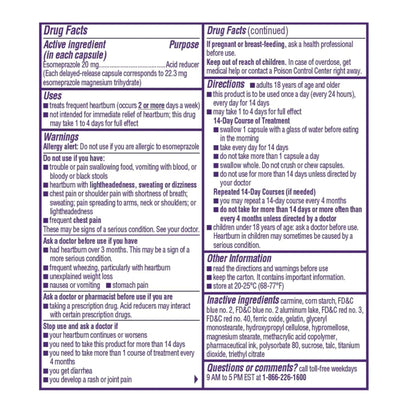 Nexium 24HR ClearMinis Acid Reducer Heartburn Relief Delayed Release Capsules for All-Day and All-Night Protection from Frequent Heartburn, Heartburn Medicine with Esomeprazole Magnesium - 42 Count - dailyvitalstore