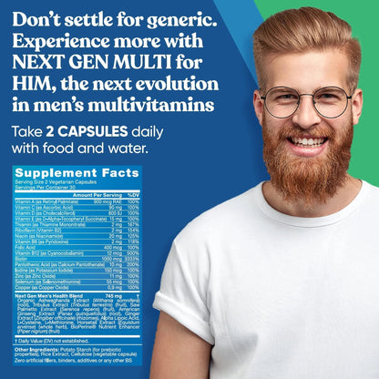 Next Gen Multi for Him Advanced Men’s Multivitamin Supplement – 26-in-1 Multiblend for Beard & Hair Growth, Men’s Reproductive Health - dailyvitalstore