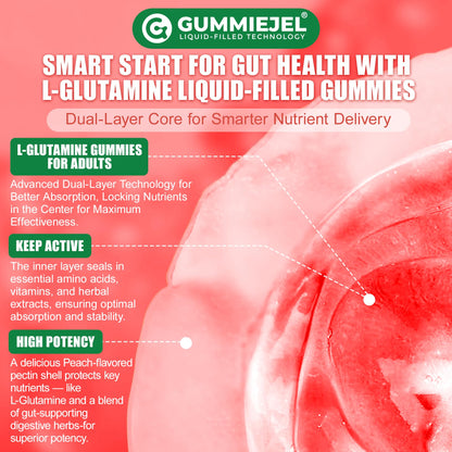 Nextdia L-Glutamine 1200mg Gummies for Gut & Immune Support – Leaky Gut Repair with Slippery Elm, Marshmallow Root, Ginger, Aloe, Vitamin C D3 - dailyvitalstore