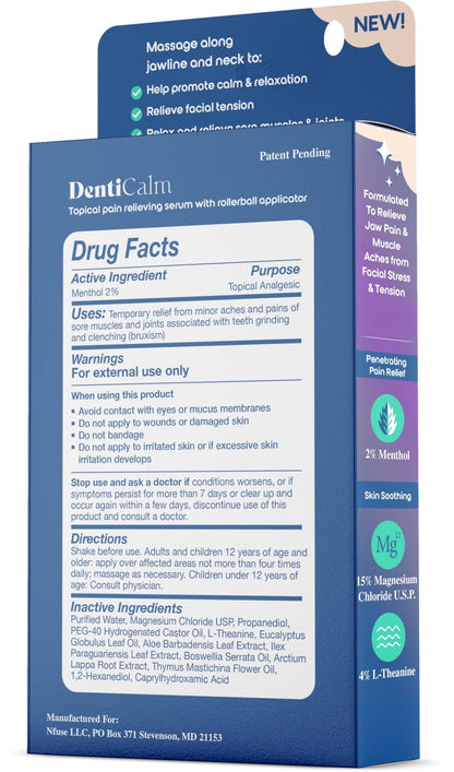 nfuse DentiCalm Soothing Pain Relief for Teeth Grinding and Jaw Clenching (Bruxism), for Jaw, Head and Neck Pain, Stiffness and Tension, Nightguard Discomfort Relief, 0.47 OZ - dailyvitalstore
