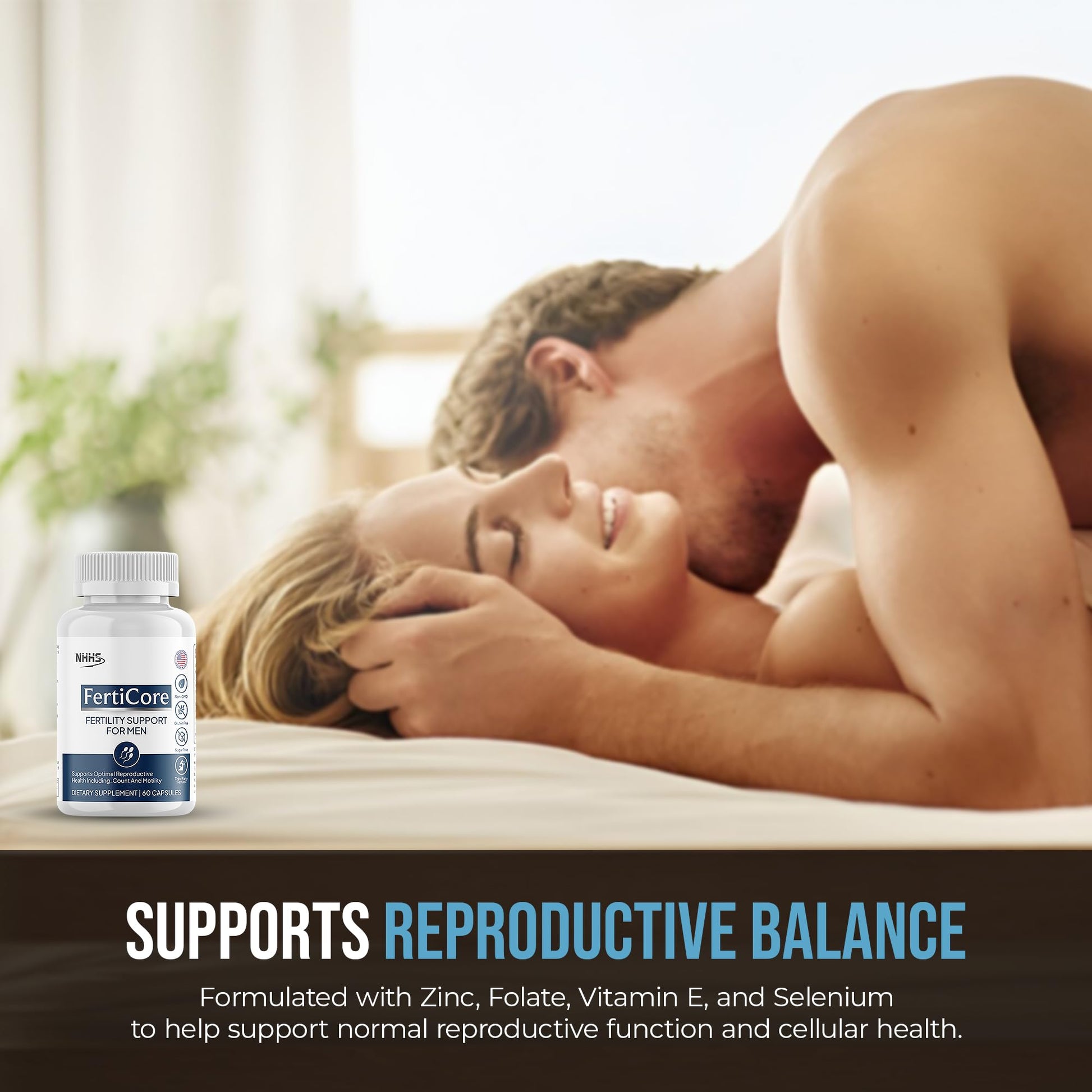 NHHS FertiCore – Men’s Fertility & Reproductive Wellness Supplement – Supports Sperm Health, Motility & Vitality – with Vitamins, Minerals, Amino Acids & Antioxidants – Made in USA, 60 Capsules - dailyvitalstore