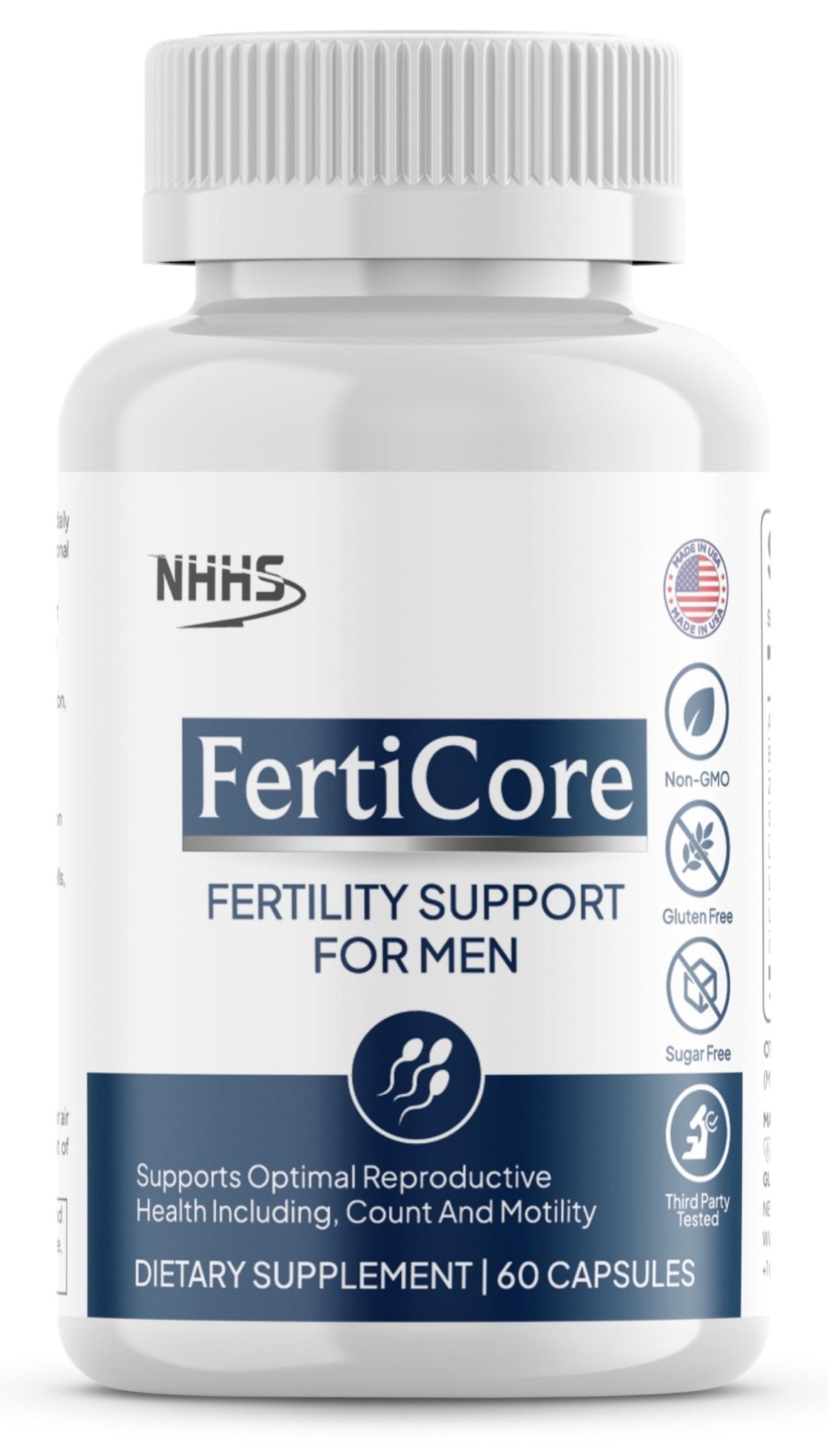 NHHS FertiCore – Men’s Fertility & Reproductive Wellness Supplement – Supports Sperm Health, Motility & Vitality – with Vitamins, Minerals, Amino Acids & Antioxidants – Made in USA, 60 Capsules - dailyvitalstore