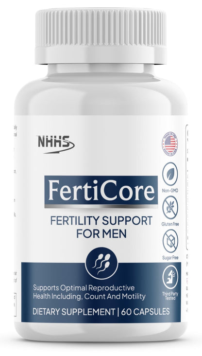 NHHS FertiCore – Men’s Fertility & Reproductive Wellness Supplement – Supports Sperm Health, Motility & Vitality – with Vitamins, Minerals, Amino Acids & Antioxidants – Made in USA, 60 Capsules - dailyvitalstore