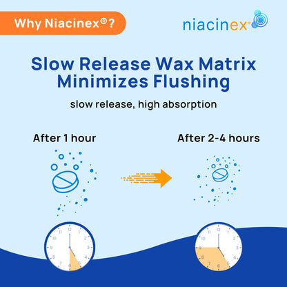Niacinex Niacin 500mg Extended Time Release, 200 Tablets, Minimal to No-Flush, Vitamin B3 Supplement - Cholesterol Balance - dailyvitalstore