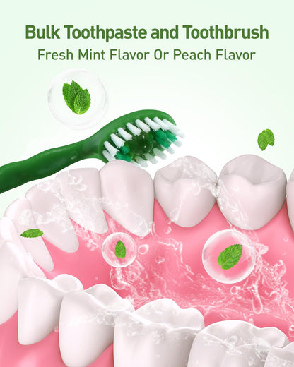 nicedae Disposable Mini Travel Toothbrush Bulk with Toothpaste 5in1 60Ct Portable Toothbrushes Set Floss Pick Tongue Scraper Cruise - dailyvitalstore