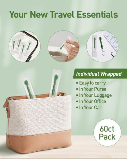 nicedae Disposable Mini Travel Toothbrush Bulk with Toothpaste 5in1 60Ct Portable Toothbrushes Set Floss Pick Tongue Scraper Cruise - dailyvitalstore
