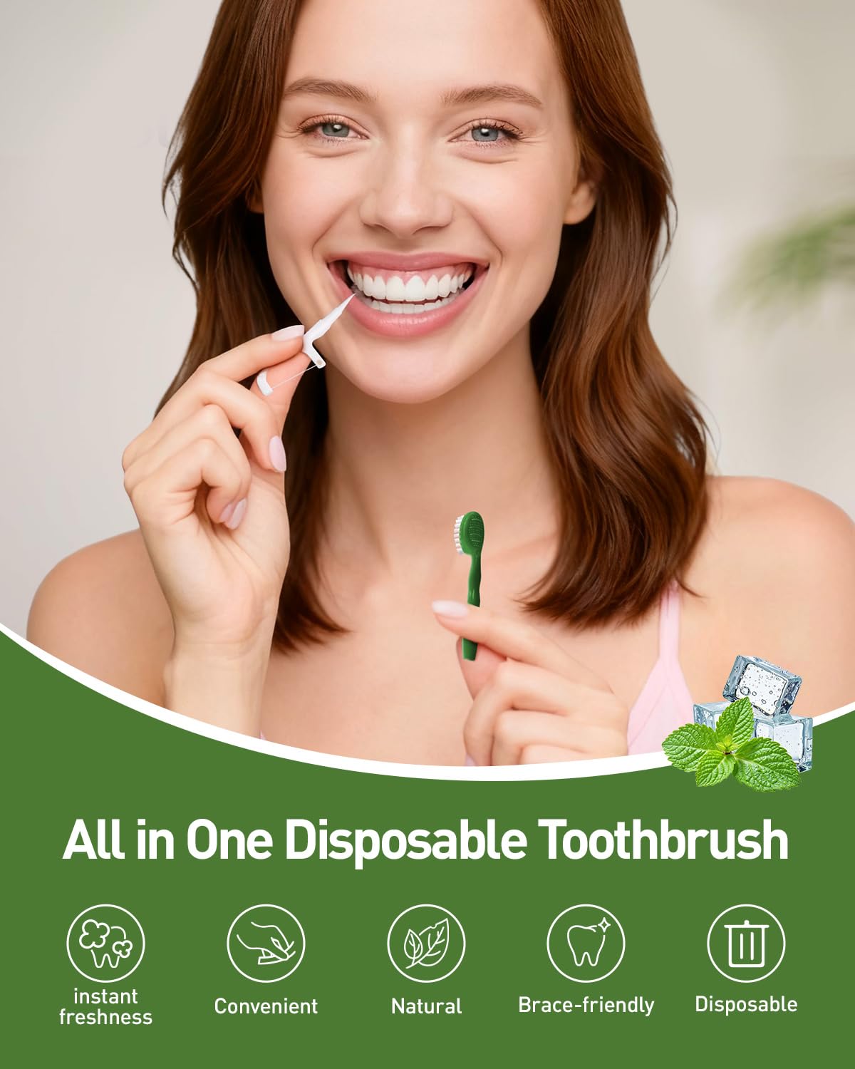 nicedae Disposable Mini Travel Toothbrush Bulk with Toothpaste 5in1 60Ct Portable Toothbrushes Set Floss Pick Tongue Scraper Cruise - dailyvitalstore