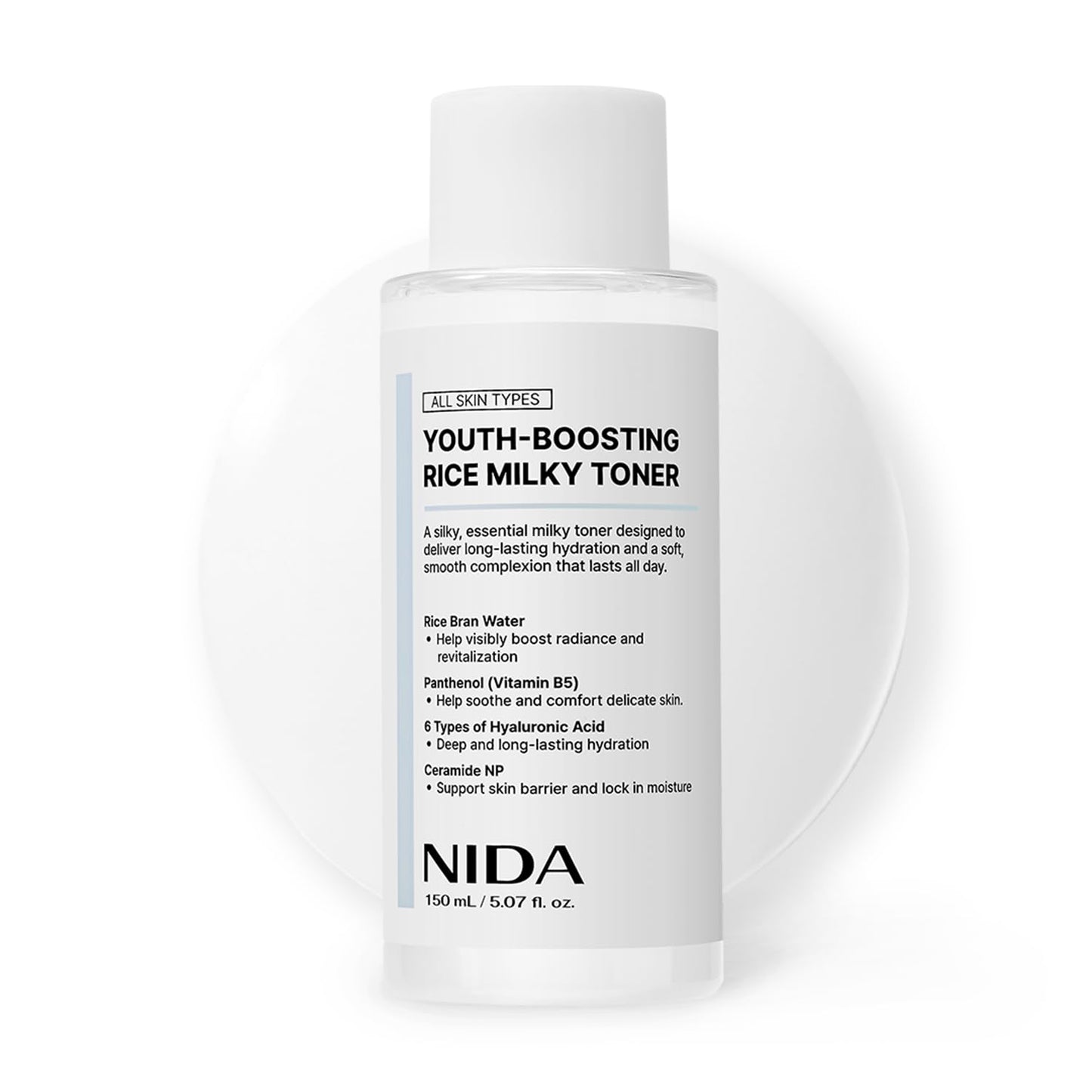 NIDA Youth-boosting Rice Milky Toner, for Glass Skin | Rice Bran Extract, Niacinamide, Ceramide NP, Panthenol | Deep Moisturizing, Hydrating and Refreshing - dailyvitalstore