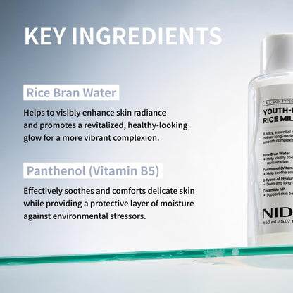 NIDA Youth-boosting Rice Milky Toner, for Glass Skin | Rice Bran Extract, Niacinamide, Ceramide NP, Panthenol | Deep Moisturizing, Hydrating and Refreshing - dailyvitalstore