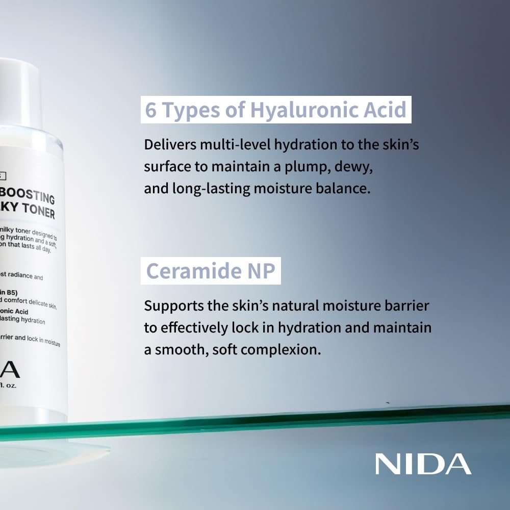 NIDA Youth-boosting Rice Milky Toner, for Glass Skin | Rice Bran Extract, Niacinamide, Ceramide NP, Panthenol | Deep Moisturizing, Hydrating and Refreshing - dailyvitalstore