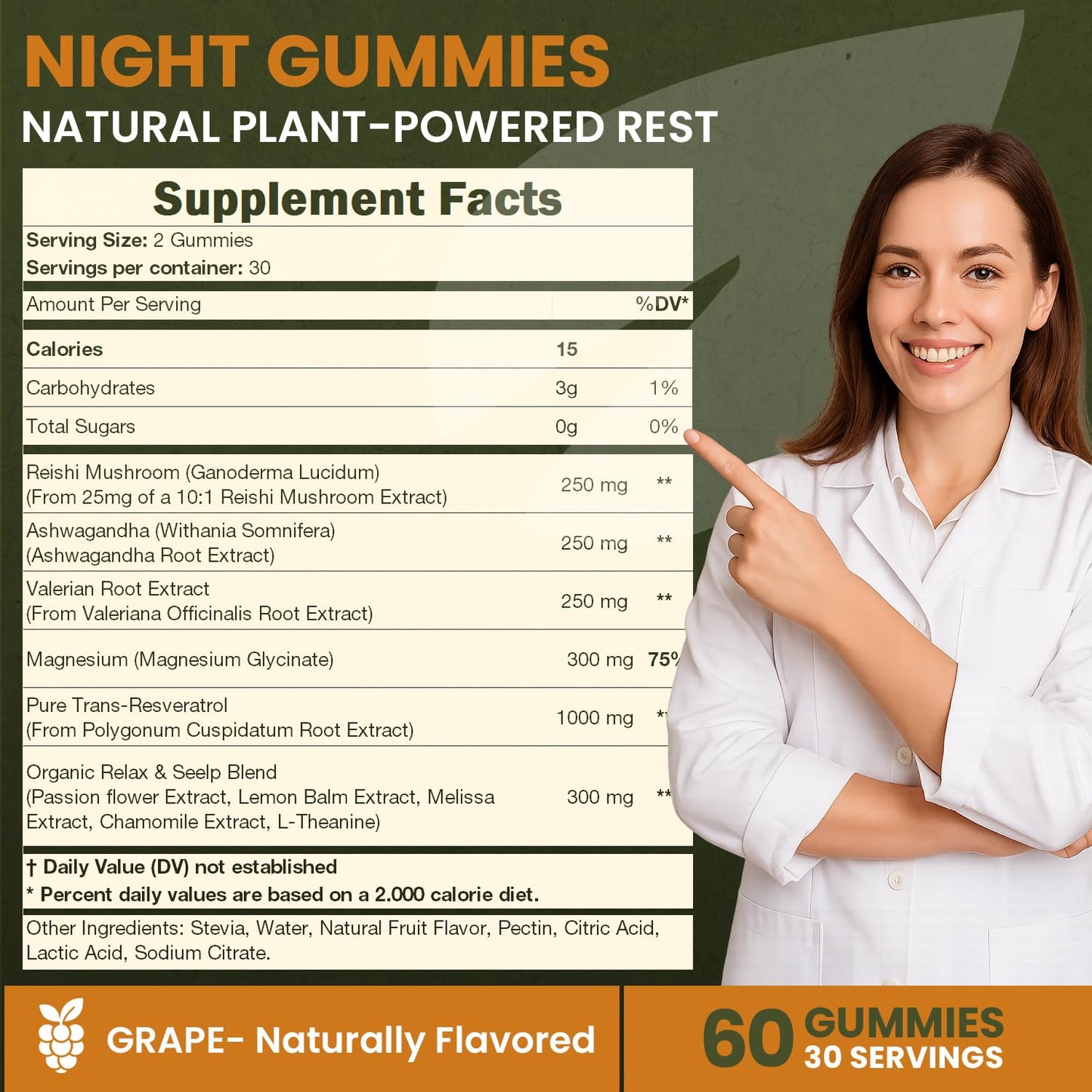 Night Gummies – Melatonin-Free, Reishi, Ashwagandha, Valerian, Magnesium, Resveratrol & Relaxing Botanicals – Supports Evening Calm - dailyvitalstore