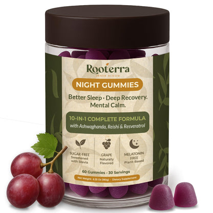 Night Gummies – Melatonin-Free, Reishi, Ashwagandha, Valerian, Magnesium, Resveratrol & Relaxing Botanicals – Supports Evening Calm - dailyvitalstore