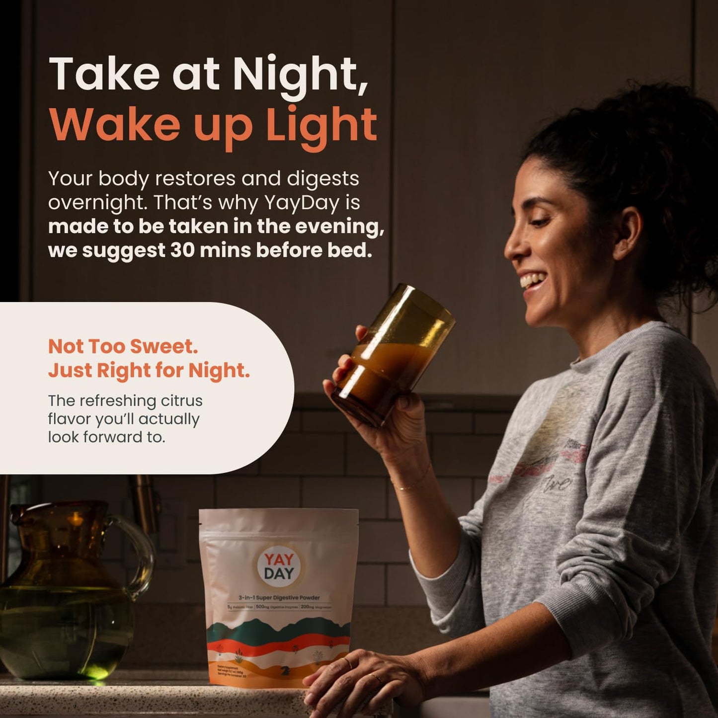 Nighttime Prebiotic Fiber Powder with Digestive Enzymes & Magnesium Glycinate for Sleep, On-The-Go Travel 7 Pack | Gut Health Supplement for Women & Men - Bloating Relief Soluble and Insoluble Fiber - dailyvitalstore