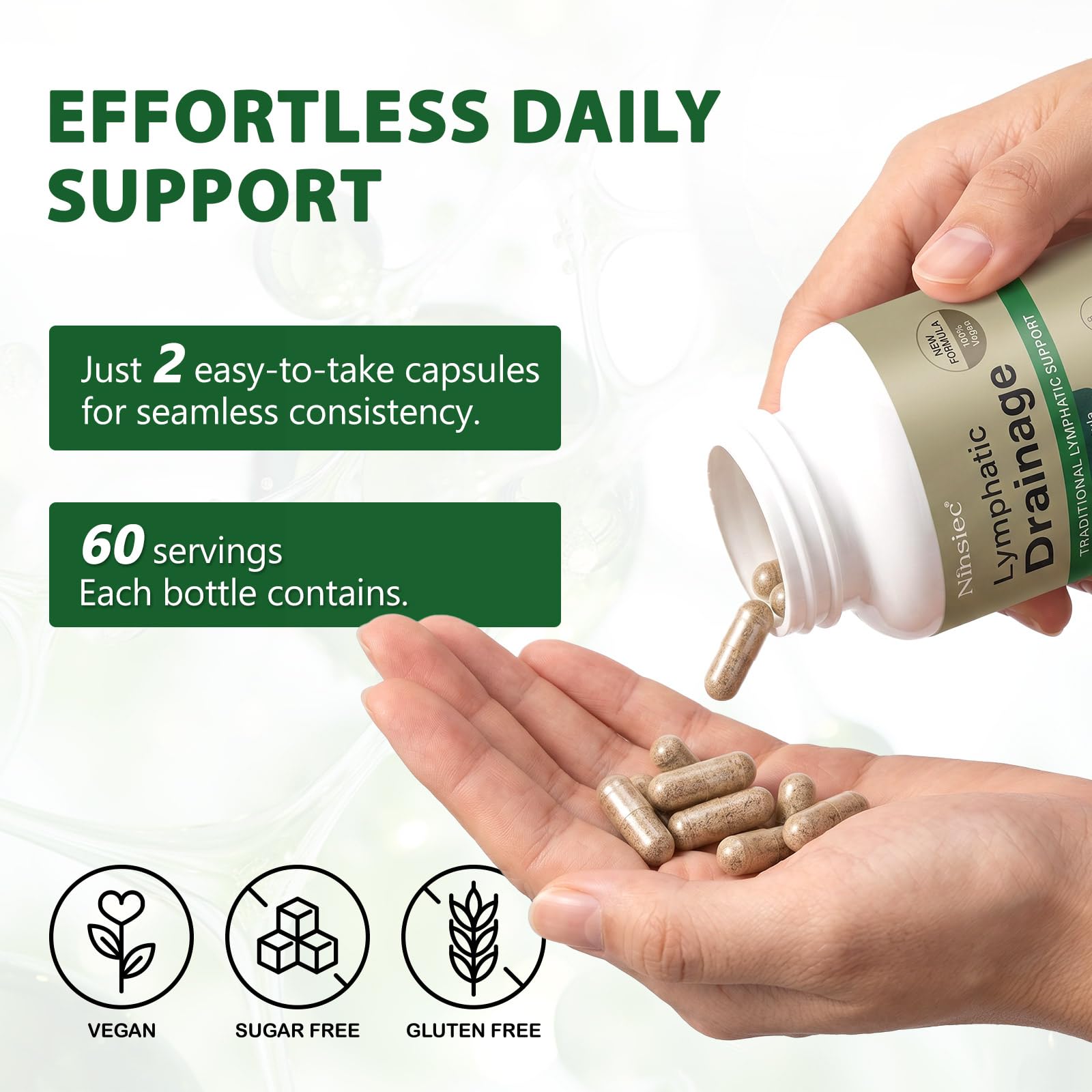 Ninsiec Lymphatic Drainage Supplements - Lymphatic Drainage Capsules for Immune Health,Supports Bloating & Daily Lymphatic Wellness, with Echinacea, Dandelion, and Burdock (120 Capsules) - dailyvitalstore