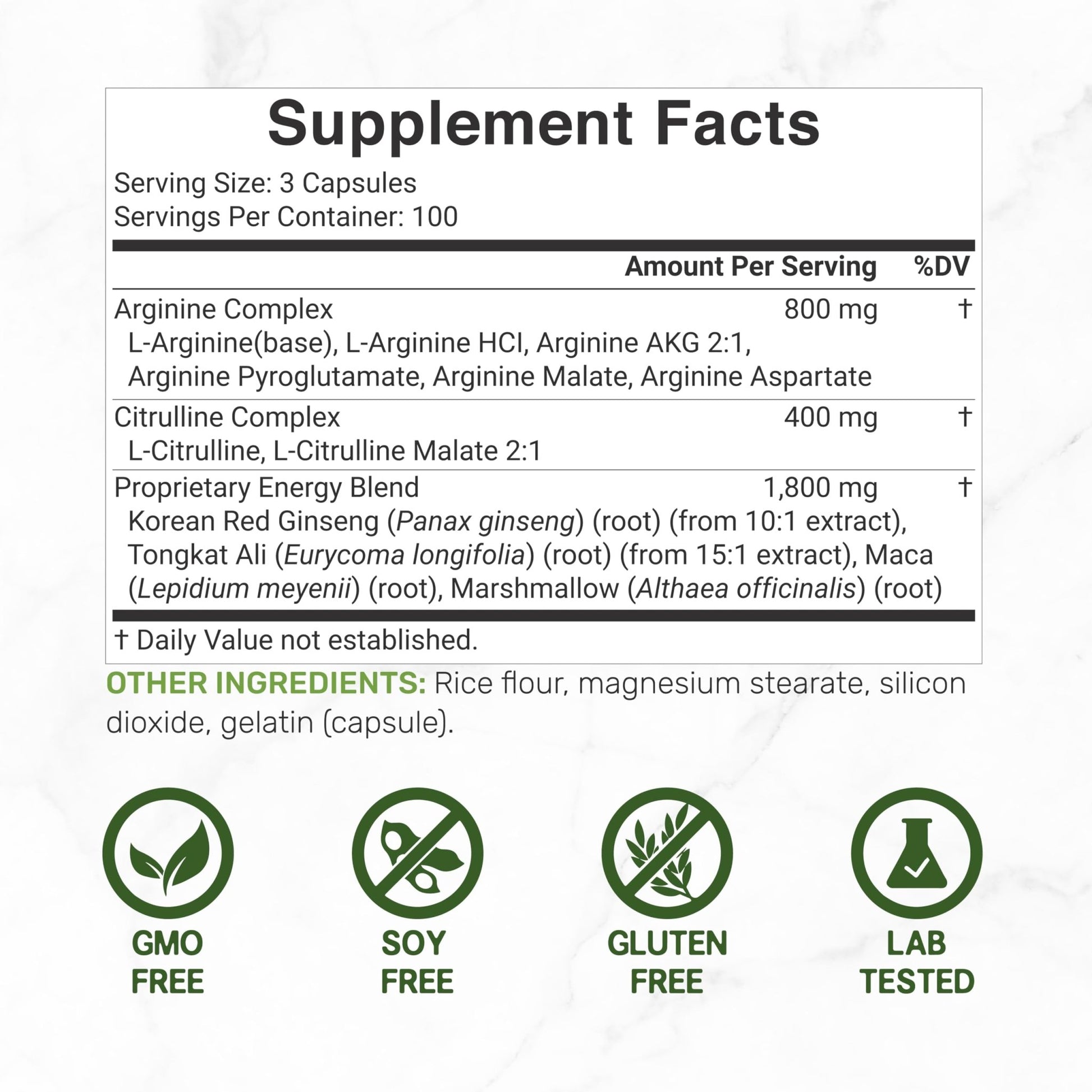Nitric Oxide Supplement 3,000mg, 300 Capsules | 12-in-1 Complex for Men & Women – Arginine, Citrulline, Korean Red Ginseng, - dailyvitalstore