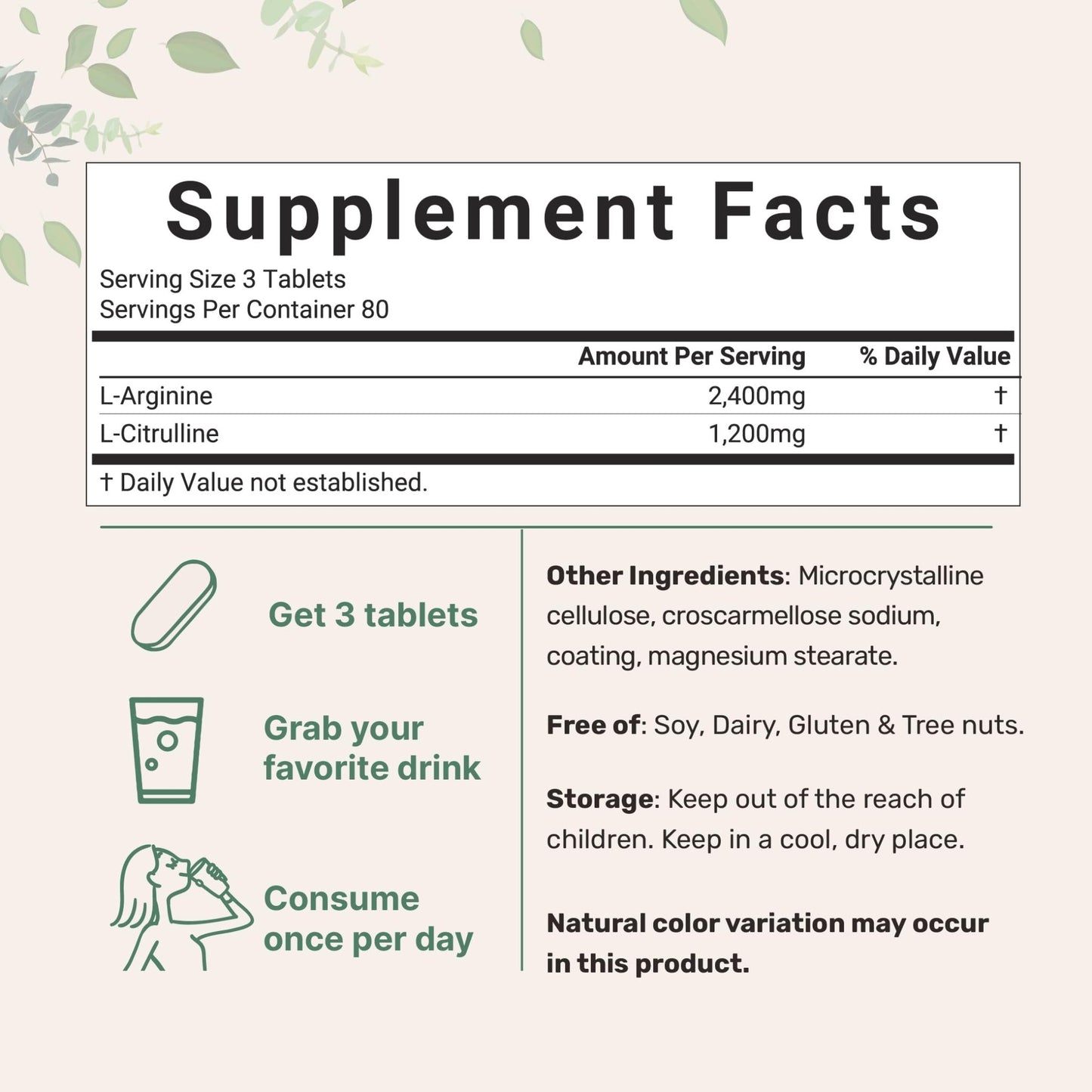 Nitric Oxide Supplements for Men & Women 3,600mg, 240 Bisected Tablets | 80 Servings | Max Strength Nitric Oxide Booster with L-Arginine & L-Citrulline - dailyvitalstore