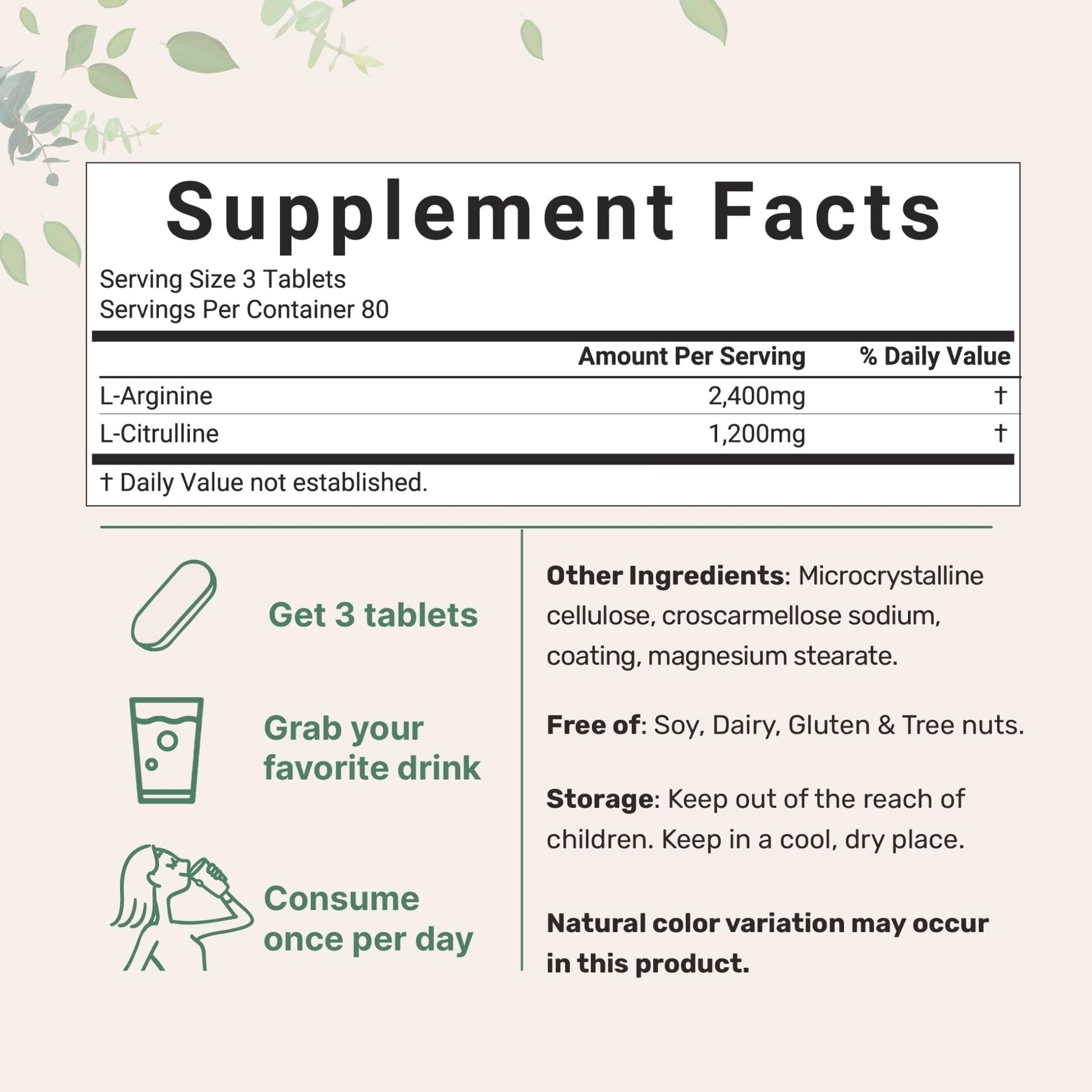 Nitric Oxide Supplements for Men & Women 3,600mg, 240 Bisected Tablets | 80 Servings | Max Strength Nitric Oxide Booster with L-Arginine & L-Citrulline - dailyvitalstore