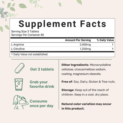 Nitric Oxide Supplements for Men & Women 3,600mg, 240 Bisected Tablets | 80 Servings | Max Strength Nitric Oxide Booster with L-Arginine & L-Citrulline - dailyvitalstore
