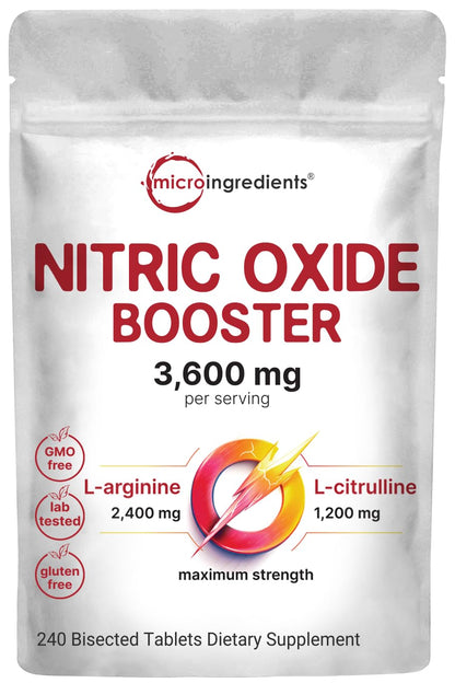 Nitric Oxide Supplements for Men & Women 3,600mg, 240 Bisected Tablets | 80 Servings | Max Strength Nitric Oxide Booster with L-Arginine & L-Citrulline - dailyvitalstore