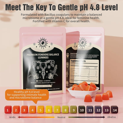NIUSISE Feminine Balance Gummies, Premium Balance Supplement for Women PH Health, Immune Support, Energy Support, Vegan, Gluten-Free, Strawberry Flavor, - dailyvitalstore