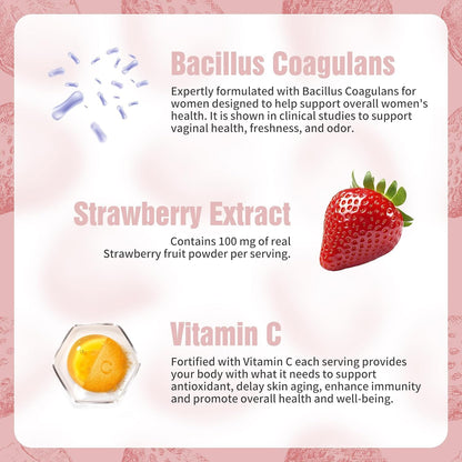 NIUSISE Feminine Balance Gummies, Premium Balance Supplement for Women PH Health, Immune Support, Energy Support, Vegan, Gluten-Free, Strawberry Flavor, - dailyvitalstore