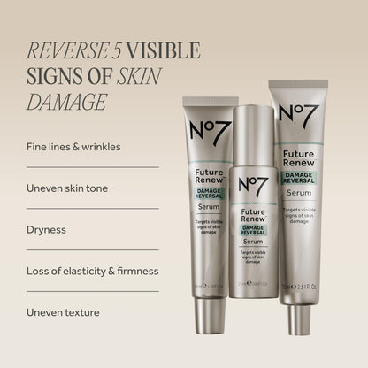 No7 Future Renew Damage Reversal Anti Aging Serum for Face - Face Serum for Women with Peptides to Support Skin Repair - Helps Reduce Fine Lines, Wrinkles, - dailyvitalstore