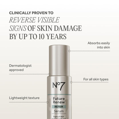 No7 Future Renew Damage Reversal Anti Aging Serum for Face - Face Serum for Women with Peptides to Support Skin Repair - Helps Reduce Fine Lines, Wrinkles, - dailyvitalstore