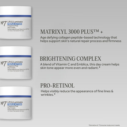 No7 Lift & Luminate Triple Action Face Cream - Fragrance Free Face Moisturizer with SPF 30 - Formulated with Anti Aging Collagen - dailyvitalstore