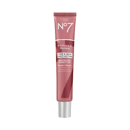 No7 Restore & Renew Multi Action Serum for Face & Neck - Anti Aging Serum for Neck Firming and Tightening - Infused with Hydrating Collagen Peptides - dailyvitalstore