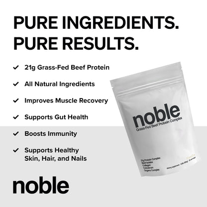 Noble Grass Fed Beef Protein Powder | Beef Protein w/Collagen, Colostrum, Organ Blend | Carnivore, Keto Friendly | Whey, Gluten Free | Muscle, Gut Health, Skin, Joint Support | 30 Servings, Vanilla - dailyvitalstore