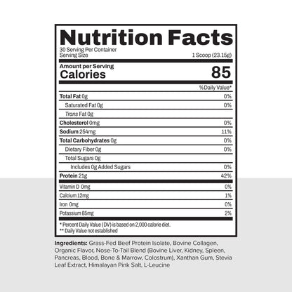 Noble Grass Fed Beef Protein Powder | Beef Protein w/Collagen, Colostrum, Organ Blend | Carnivore, Keto Friendly | Whey, Gluten Free | Muscle, Gut Health, Skin, Joint Support | 30 Servings, Vanilla - dailyvitalstore