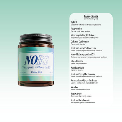 NOBS (No Bad Stuff) Toothpaste Tablets - Nano Hydroxyapatite, Fluoride & Plastic Free, Eco & Travel Friendly - Remineralize with NHA (3 Month) - dailyvitalstore
