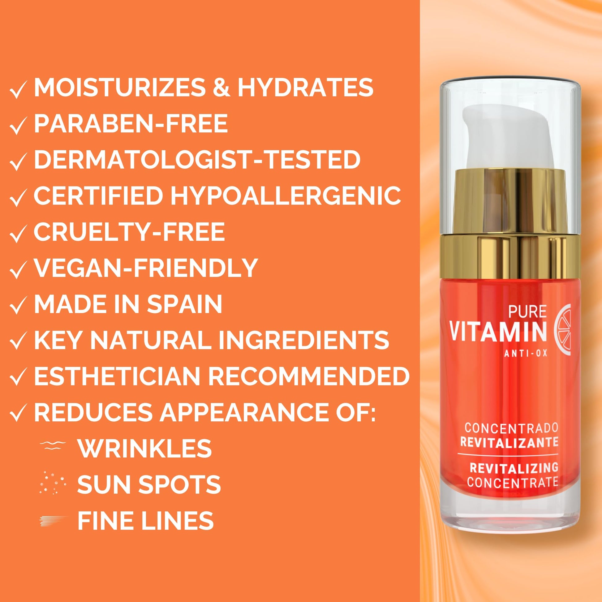 Noche Y Dia Vitamin C Serum for Mature Skin - Made in Spain - Anti Aging Formula Hydrates, Moisturizes, Firms - Targets Sun Spots - dailyvitalstore