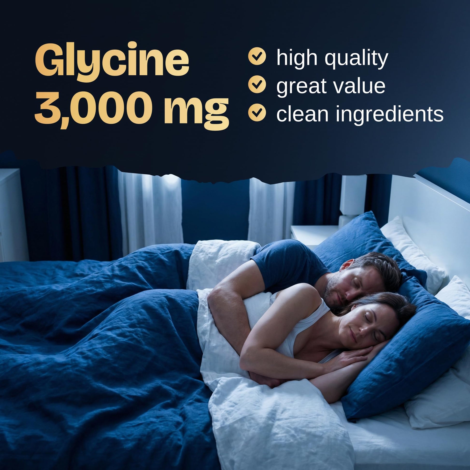 Nocturna Glycine Supplement – 100% Pure 3g Glycine Powder for Sleep, Calm & Recovery – USA Made Sleep Aid for Men & Women – Non-GMO & Completely Natural - 6.3Oz for 60 Servings - dailyvitalstore